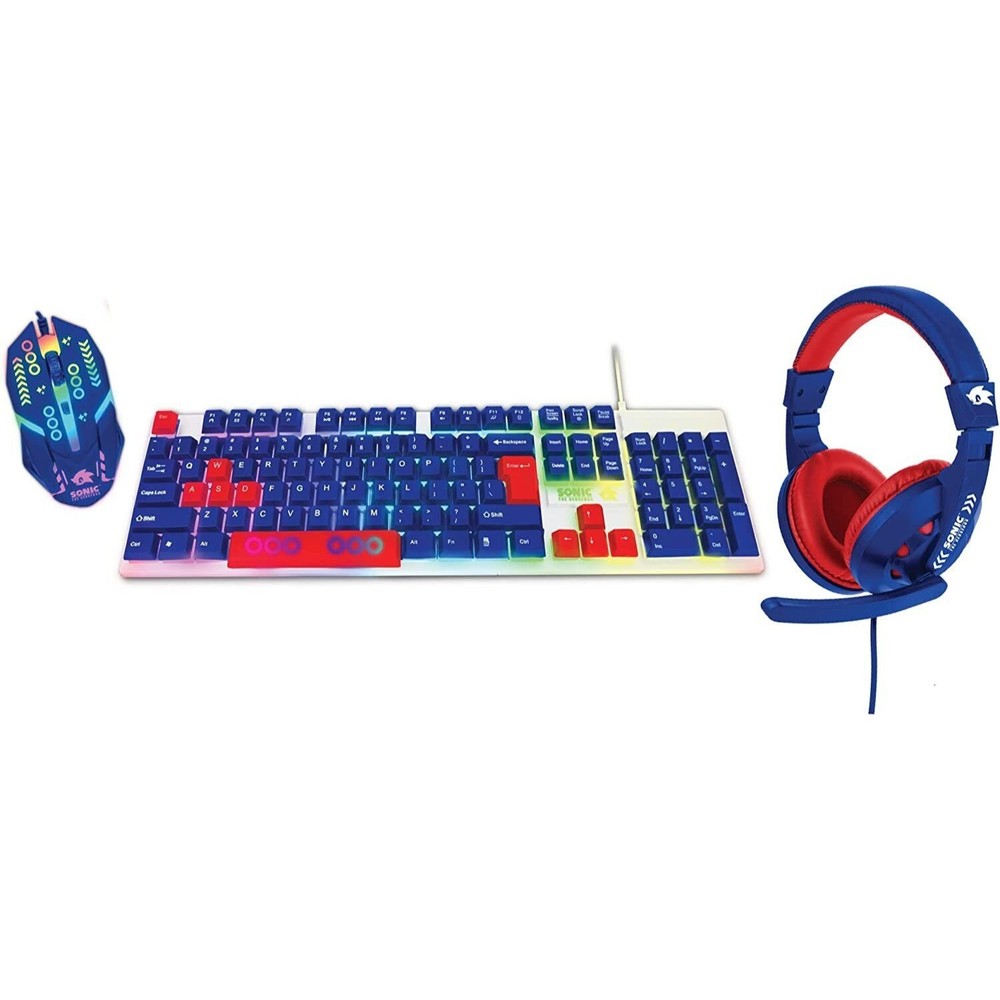 New Sonic The Hedgehog Gaming Combo Set With Keyboard Headset Mouse